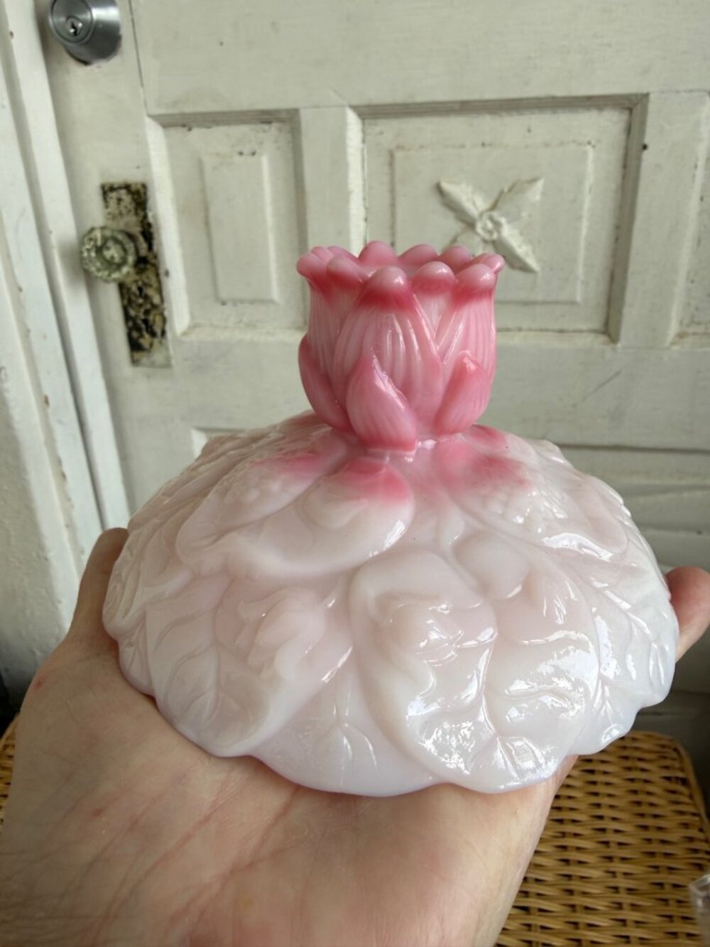 Vintage 60s Fenton Rosalene Pink Water Lily candle holders - Picture 8 of 9